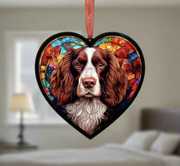Welsh Springer Stained Glass Effect Heart Suncatcher, 5 of 5