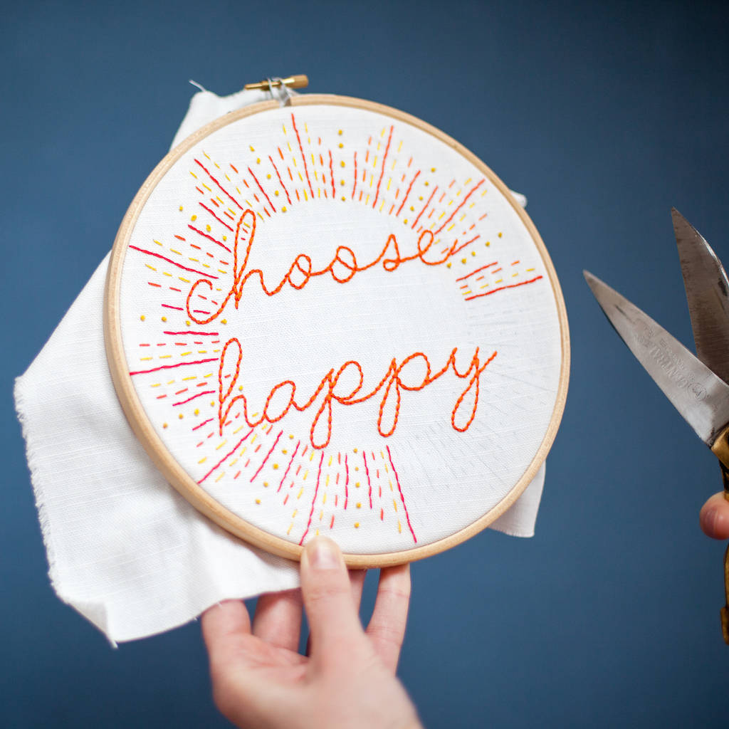 Choose Happy Embroidery Hoop Kit, 1 of 5