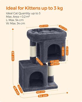 Cat Tree Playhouse Large Cat Perch Cave Scratching Post, 5 of 12