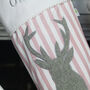 Personalised Pink Stripe Stag Christmas Stocking, thumbnail 4 of 5
