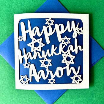 Stars Personalised Papercut Hanukkah Card, 2 of 4