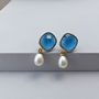Azure Pearl Drop Earrings, thumbnail 5 of 6