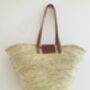 French Market Basket Bag Long Tan Leather Handles, thumbnail 7 of 7