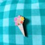 Floral Bouquet Wooden Pin Badge, thumbnail 2 of 3
