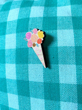 Floral Bouquet Wooden Pin Badge, 2 of 3