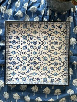 Wooden Serving Tray, Printed Square, 8 of 11