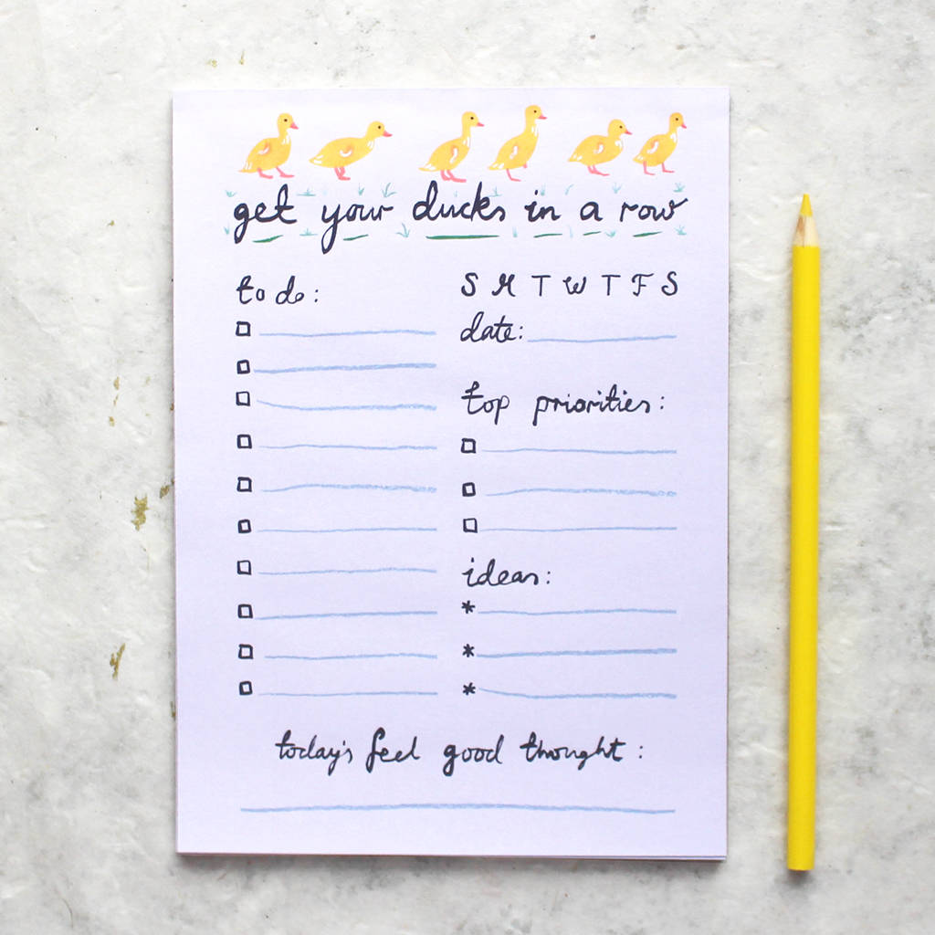 ducks in a row daily planner notepad daily planer