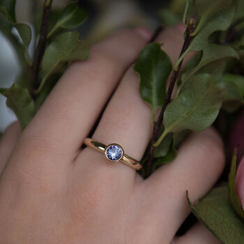 Solid Gold December Birthstone Tanzanite Solitaire Ring, 4 of 6