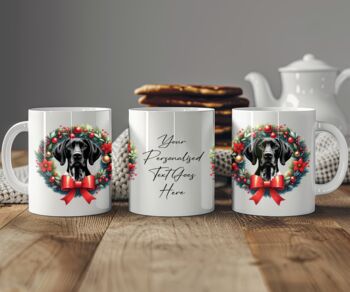 Personalised German Shorthaired Pointer Christmas Wreath Dog Mug B, 2 of 2