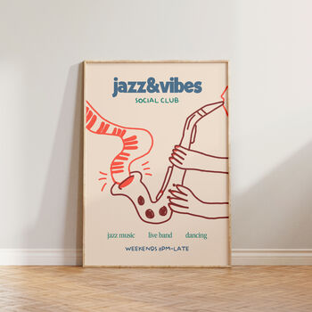 Jazz And Vibes Social Club Illustration Music Print, 9 of 11