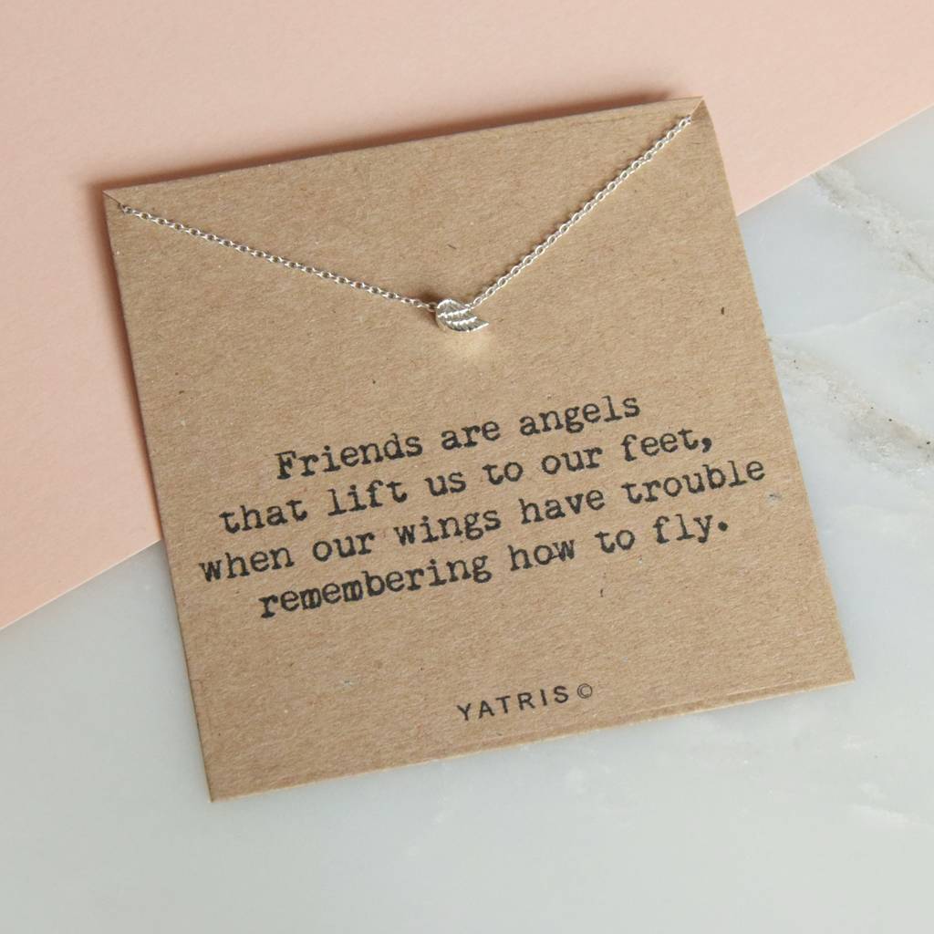 personalised 'friends are angels' silver wing earrings by yatris ...