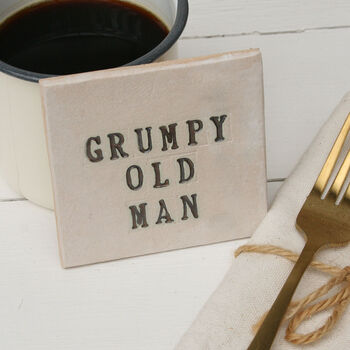 Grumpy Old Man Ceramic Coaster, 2 of 3