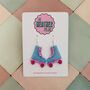 Blue And Pink Roller Skate Earrings / Disco Ball Sparkle Jewellery Skating Gift / Skate Lover Gift / 80s Disco Aesthetic Jewellery, thumbnail 1 of 5