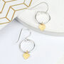 Tiny Sterling Silver Hoop And Heart Drop Earrings, thumbnail 4 of 7