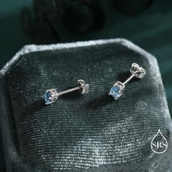 Genuine Topaz Crystal Stud Earrings In Sterling Silver, 3 of 12