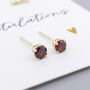 Solid 9ct Yellow Gold January Garnet Birthstone Stud Earrings, thumbnail 3 of 7