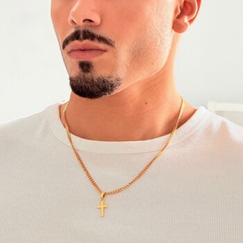 Mens 925 Silver Cross Pendant Necklace, 4 of 10