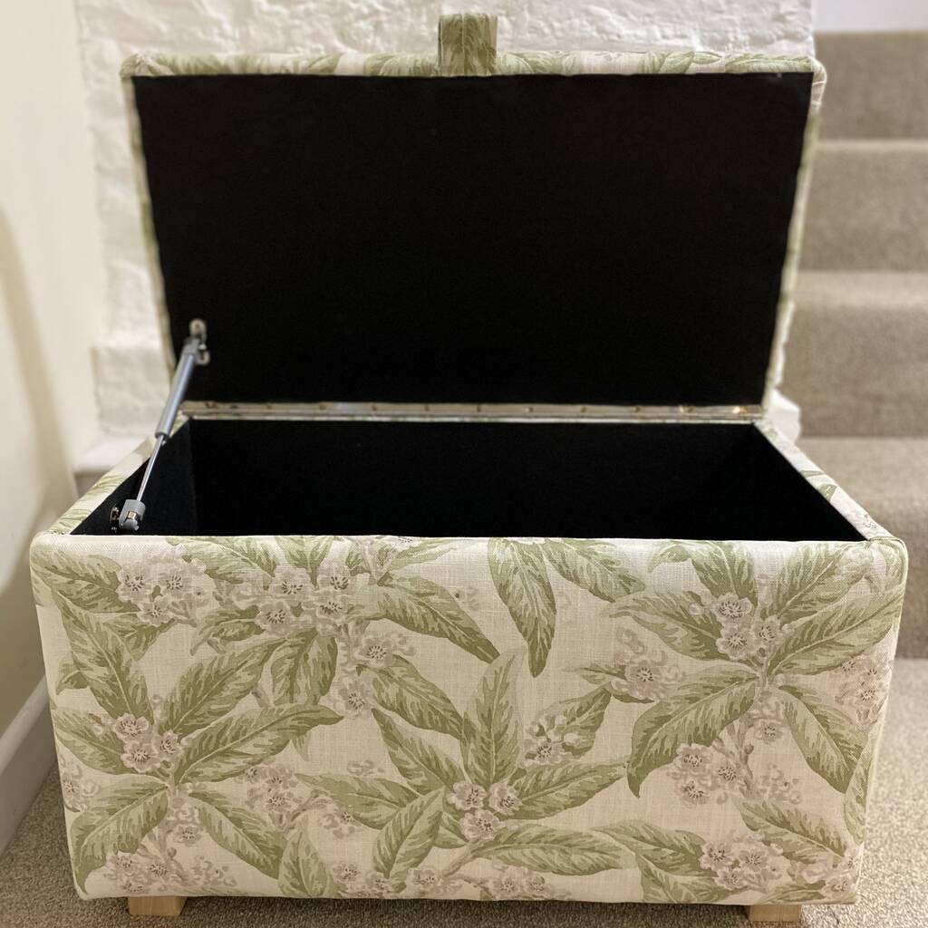 Footstool Ottoman In Luxury Leaf Print By Sparrow & Plumb