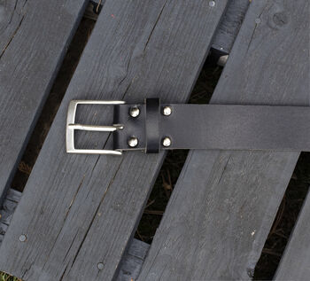 Premium Handmade Black English Leather Mens Belt, 4 of 6