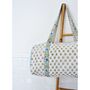 Block Printed Aqua, White And Green Floral Quilted Duffle Bag, thumbnail 6 of 9