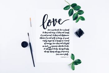 Love Is Patient Hand Lettered Art Print, 3 of 8
