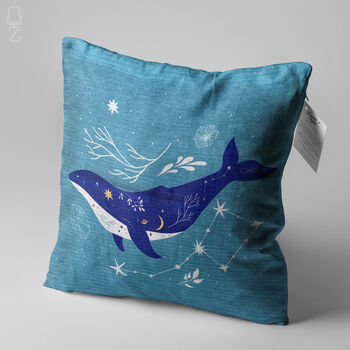 Blue Pillow Cover With Whale And Ursa Major Design, 3 of 7