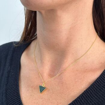 Triangle Green Aventurine Gemstone Necklace,Gold Plated, 3 of 8