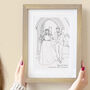 Hand Drawn Bride And Groom Sketch, thumbnail 3 of 10