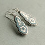 Silver Victorian Floral Turquoise Drop Earrings, thumbnail 1 of 8