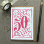 50th Birthday 50th Card Pink Chalk, thumbnail 1 of 2