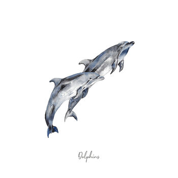Dolphins Watercolour Fine Art Print, 3 of 4