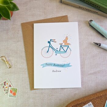 Blue Bicycle Happy Birthday Card, 3 of 6