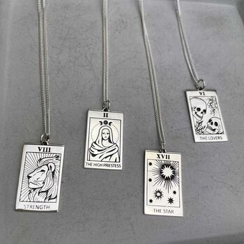 Sterling Silver Tarot Card Necklace The Lovers, 4 of 5