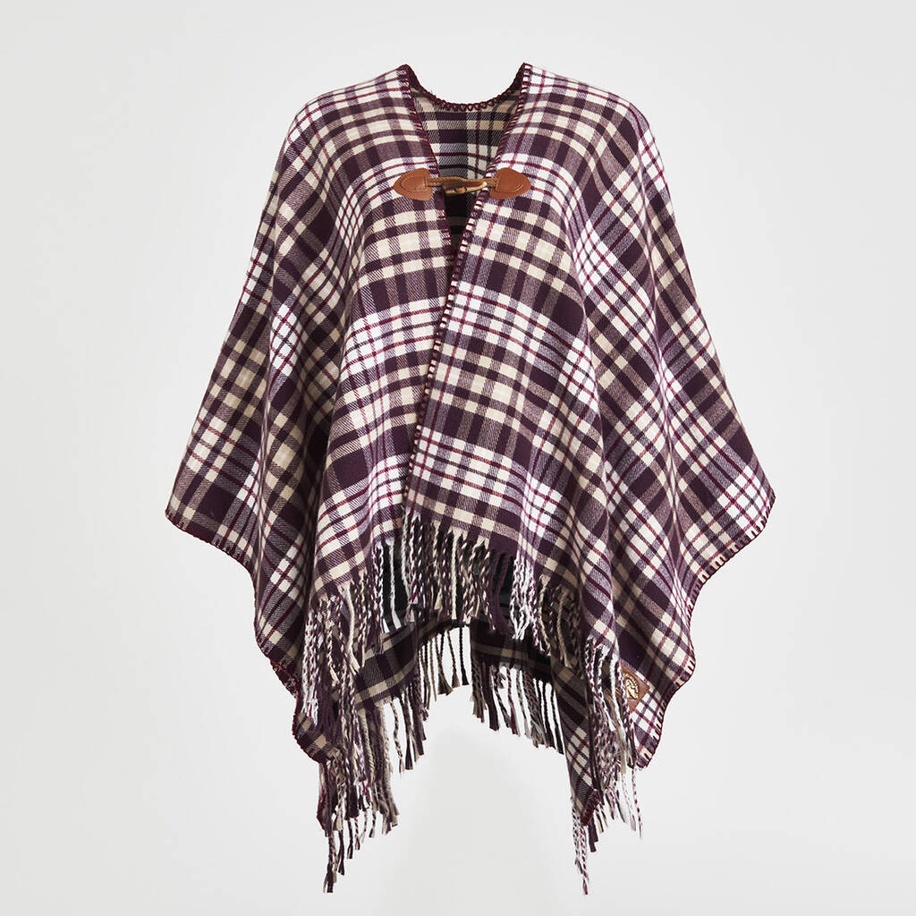 Caramel And Chocolate Check Cape, 1 of 6