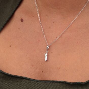 Sterling Silver Clothes Peg Charm Necklace, 3 of 6