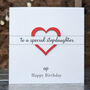 Personalised Birthday Card For Stepdaughter – Special Elegant Keepsake – Handmade Gift For Stepdaughter – Milestone Greeting Card, thumbnail 1 of 4