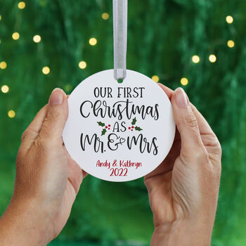 Personalised First Christmas As Mr And Mrs Ornament, 7 of 7