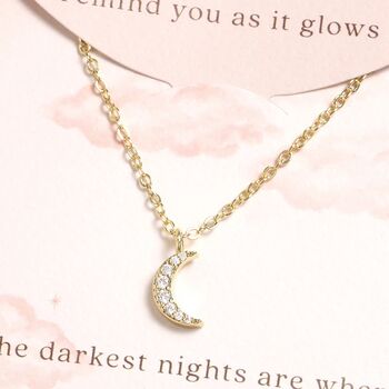Moon Pendant Carded Necklace In Gold Or Silver, 4 of 4