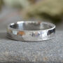 Millgrain Platinum Wedding Band With Hammered Effect, thumbnail 1 of 5
