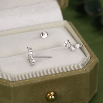 Clear Cz Cluster Stud Earrings In Sterling Silver, 4 of 12