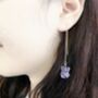 Crystal Bear Threader Earrings, thumbnail 7 of 10