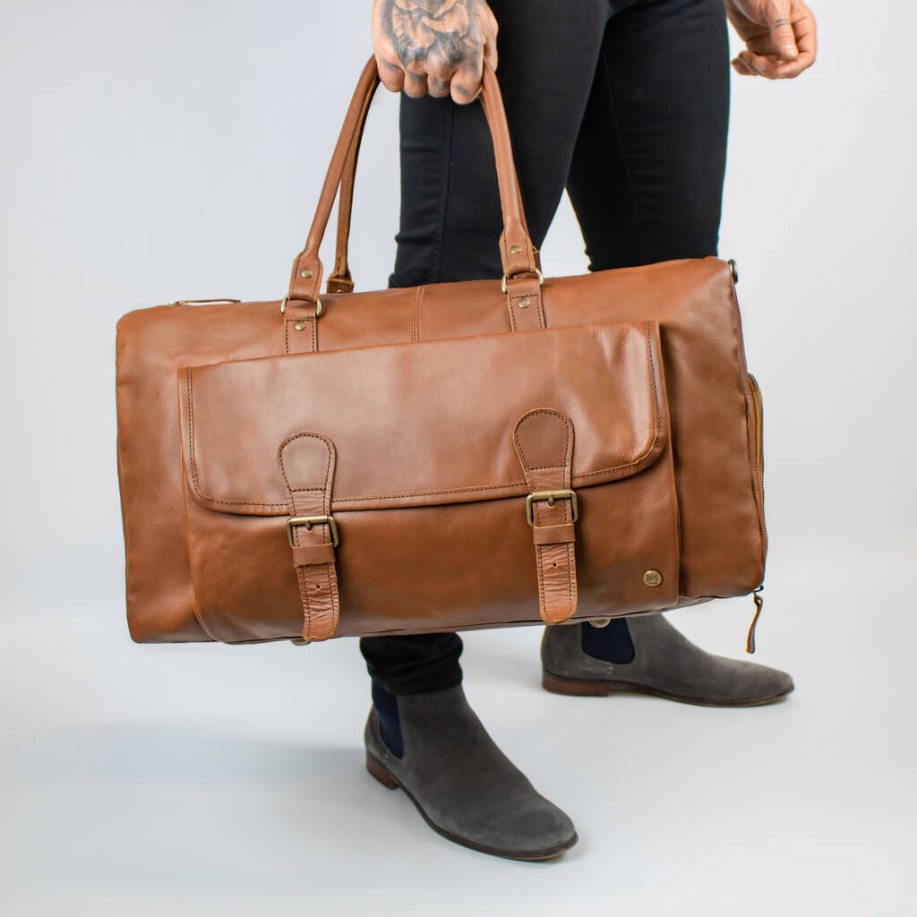 Brown Leather Overnight Bag With Shoe Compartment, 1 of 11