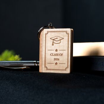Personalised Graduation And Good Luck Gift Wooden Book Keyring, 12 of 12