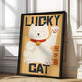 Lucky Cat Art Print | Maneki Neko Japanese Wall Decor, thumbnail 5 of 8