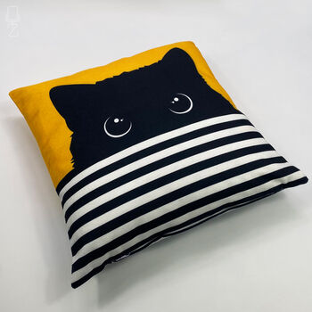 Cushion Cover With Hidden Black Cat On The Yellow, 3 of 7
