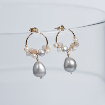 Pearl Labradorite Moonstone Drop Earrings, 2 of 9