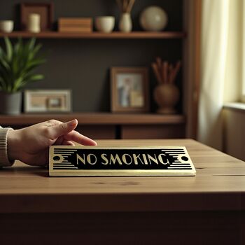 No Smoking Metal Door Sign Art Deco Or Modern, 4 of 6