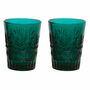 Set Of Two Teal Art Deco Glass Tea Light Holders, thumbnail 2 of 4