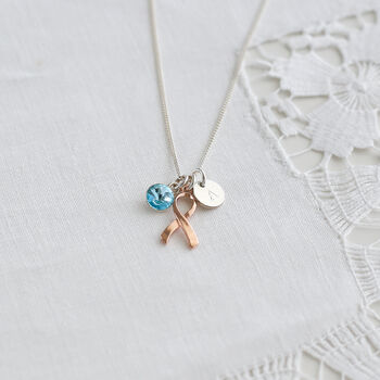 Breast Cancer Warrior Gift, Personalized Pink Ribbon Necklace, 9 of 12