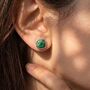 Emerald May Birthstone Sterling Silver Stud Earrings, thumbnail 2 of 4